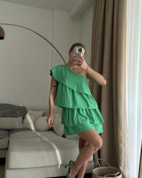 Onze Yeşil Kat Kat Elbise